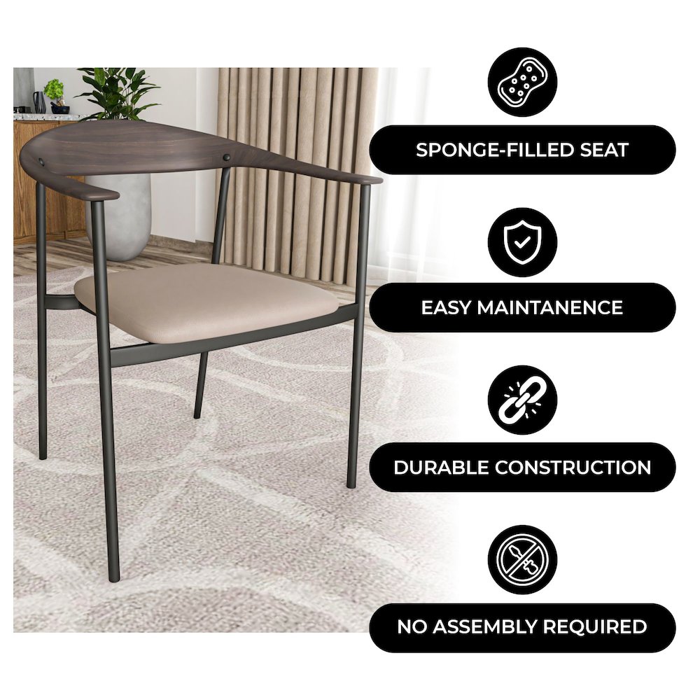 Kora Collection Modern Dining Chair in Taupe. Picture 13