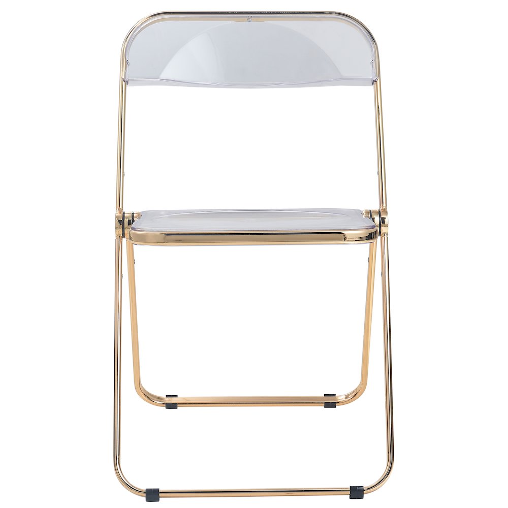 Lawrence Acrylic Folding Chair With Gold Metal Frame, Set of 4. Picture 8
