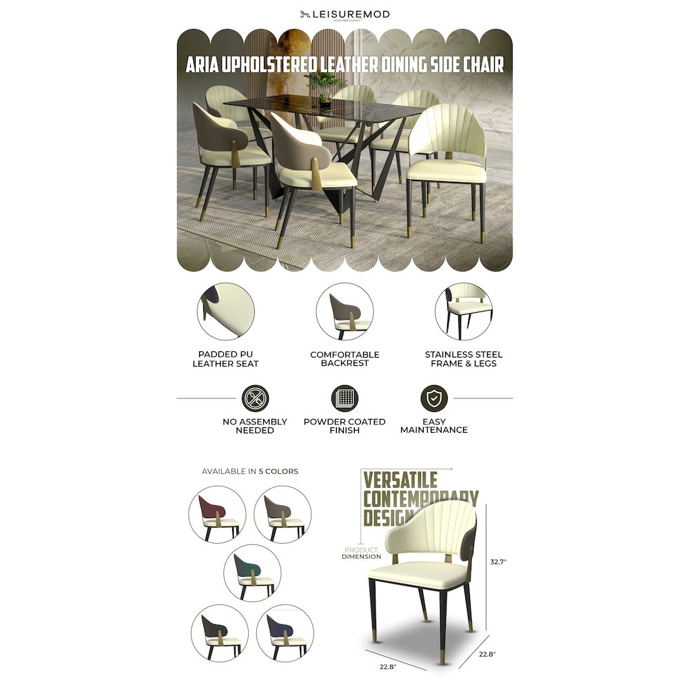 Aria Series Modern Dining Chair in Taupe Set of 4. Picture 2