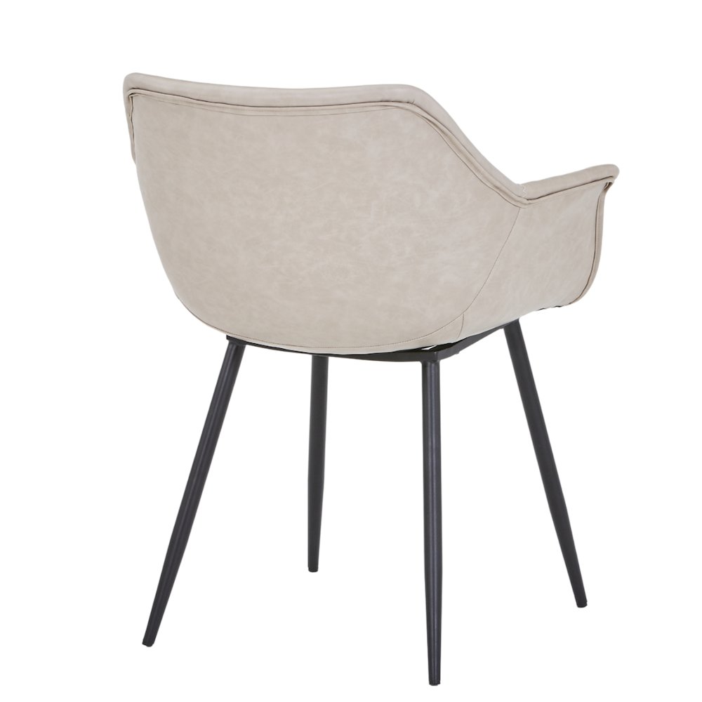 Markley Modern Leather Dining Arm Chair With Metal Legs. Picture 10