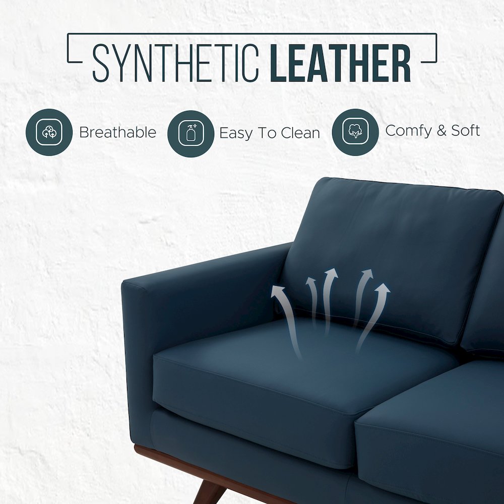Chester Modern Leather Sofa With Birch Wood Base. Picture 3