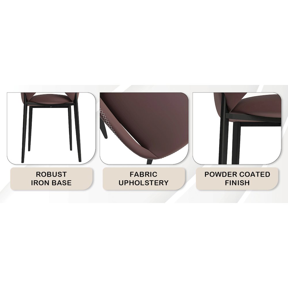 Amalfi Collection Fabric Modern Dining Chair in Plum Purple. Picture 4