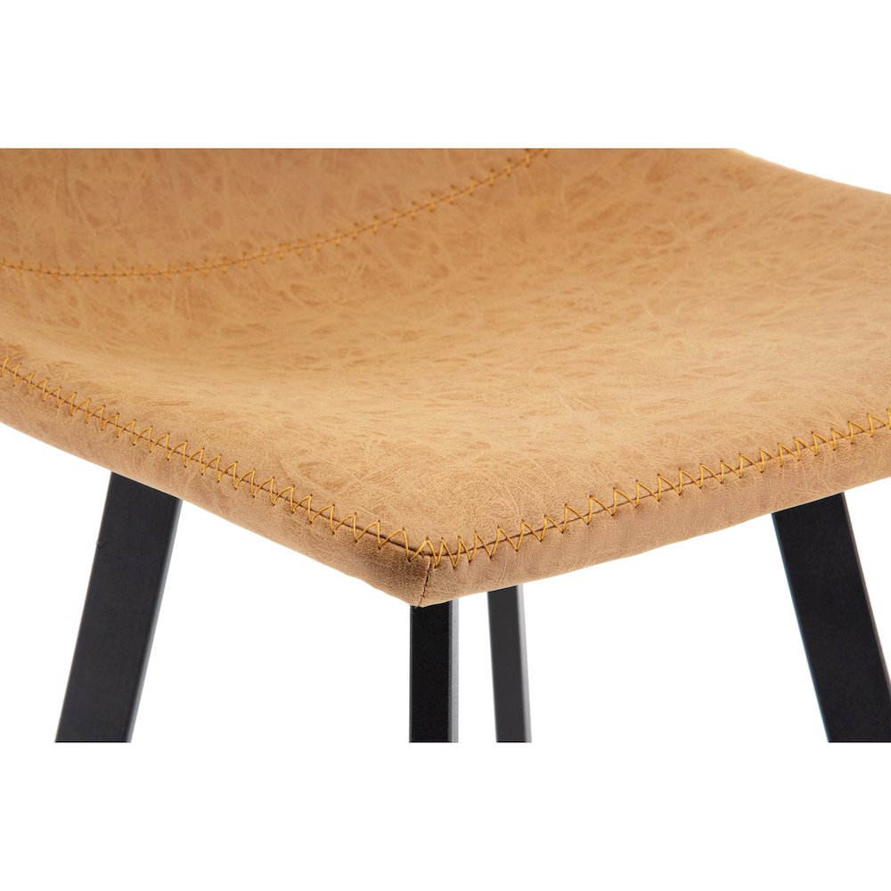Elland Modern Upholstered Leather Bar Stool With Iron Legs & Footrest Set of 2. Picture 6