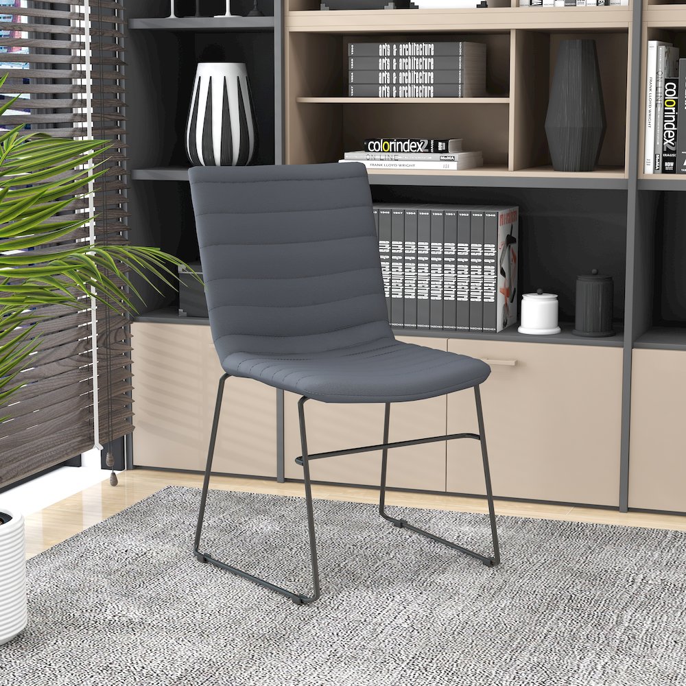 Zylar Series Office Guest Chair in Grey Leather. Picture 24