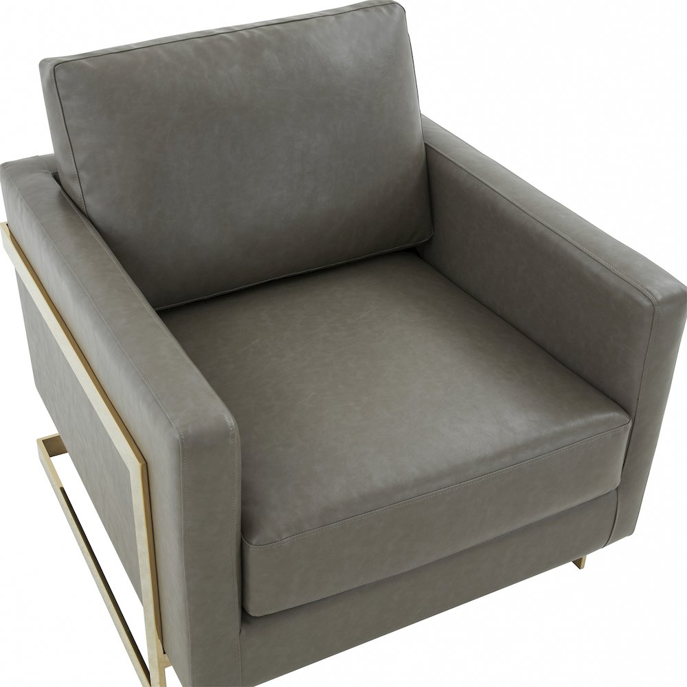 Lincoln Leather Accent Armchair With Gold Frame. Picture 6