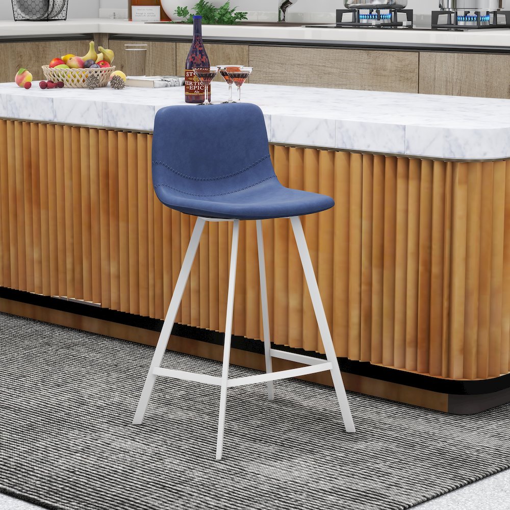 Elland - Counter stool - Peacock Blue - White Base. Picture 11