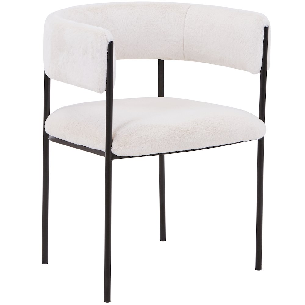 Cyril Collection Modern Chair in White Faux Fur. Picture 8