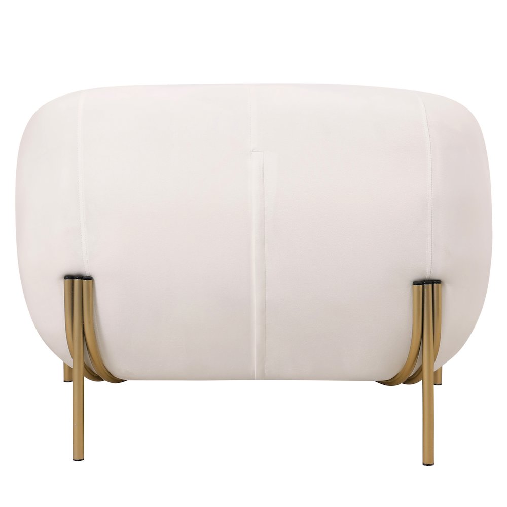 Zuno Collection Modern Single Seater Sofa in White Velvet. Picture 10