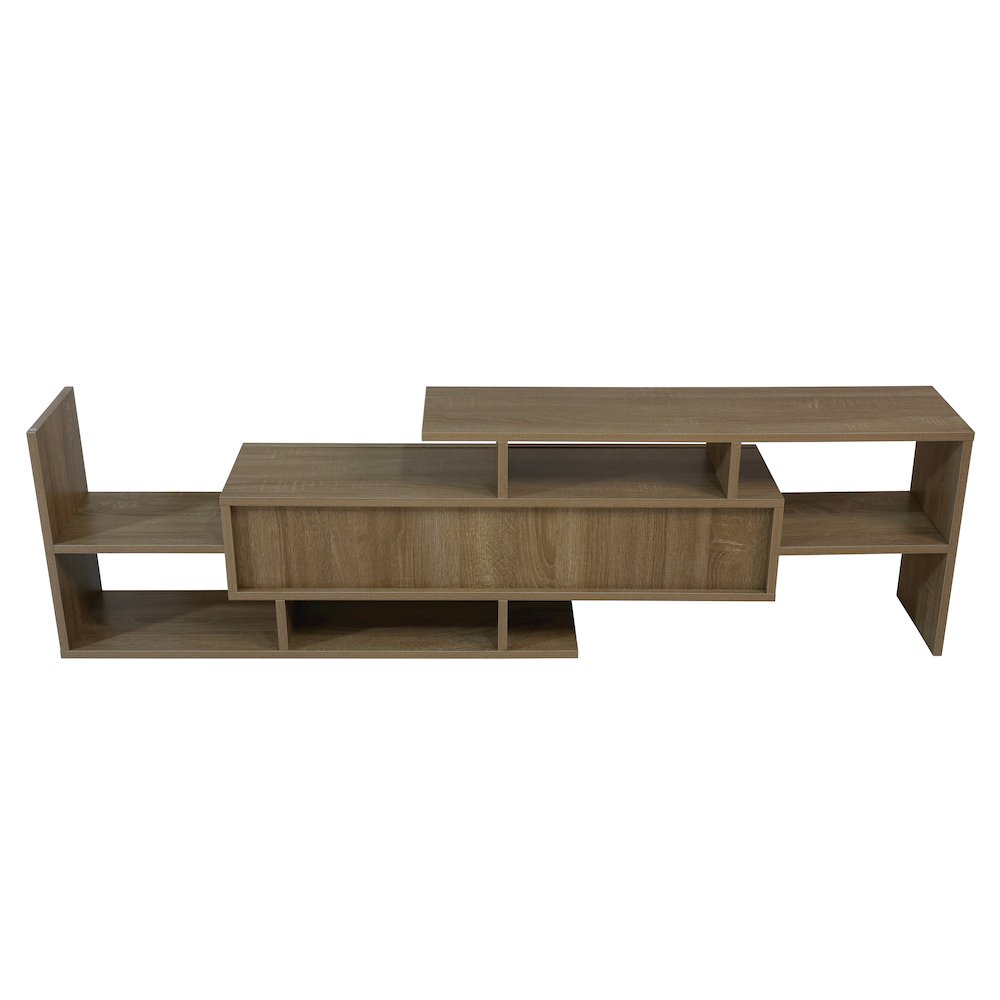Surrey Modern TV Stand with MDF Shelves and Bookcase in Oak Wood. Picture 17