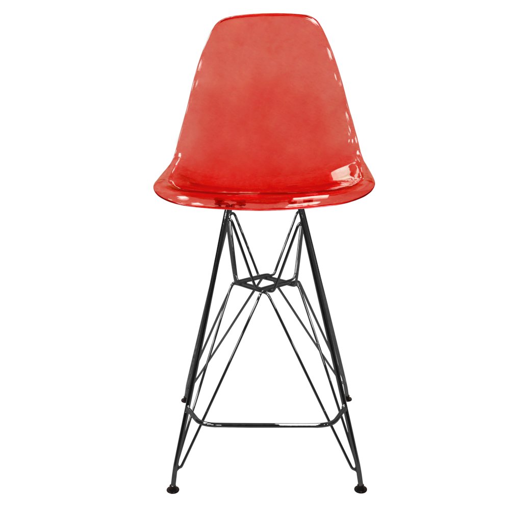 Modern Acrylic Bar stool Cresco Collection Black Base with Trans Red seat. Picture 4