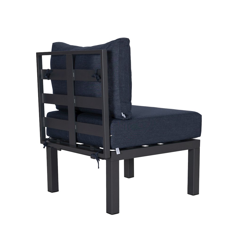 Chelsea 7-Piece Patio Sectional And Fire Pit Table Black Aluminum With Cushions. Picture 12