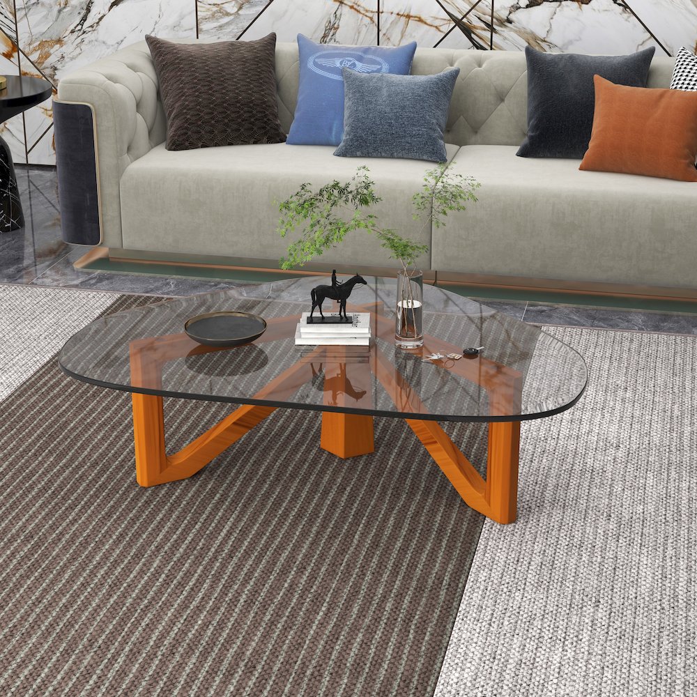 Imperial Triangle Coffee Table in Light Walnut. Picture 5