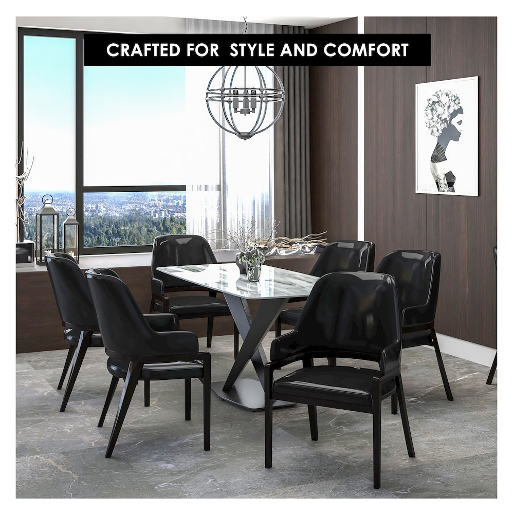 Ethora Collection Modern Wooden Dining Chair in Black. Picture 7