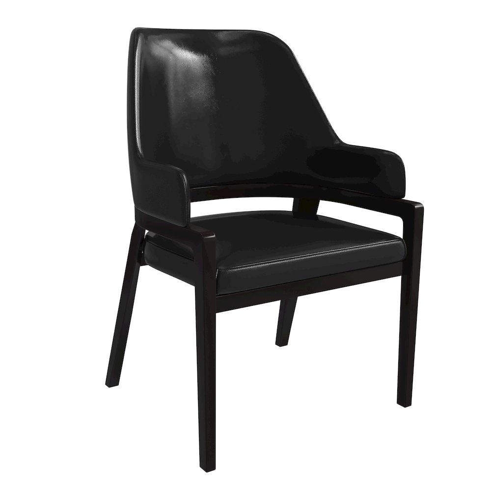 Ethora Collection Modern Wooden Dining Chair in Black. Picture 2