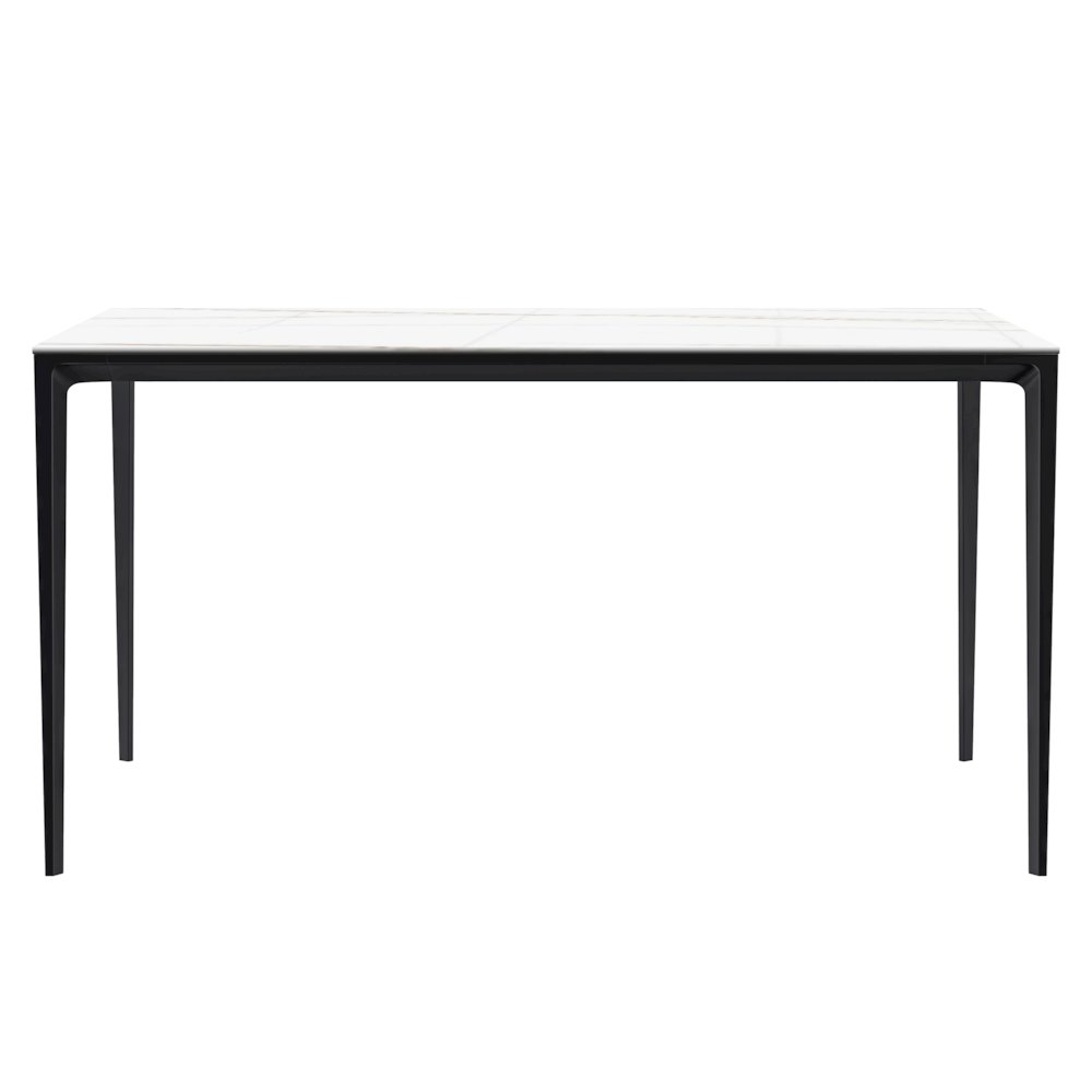 Avo Series Modern Dining Table Black Base, With 62 White/Gold Sintered Stone Top. Picture 18