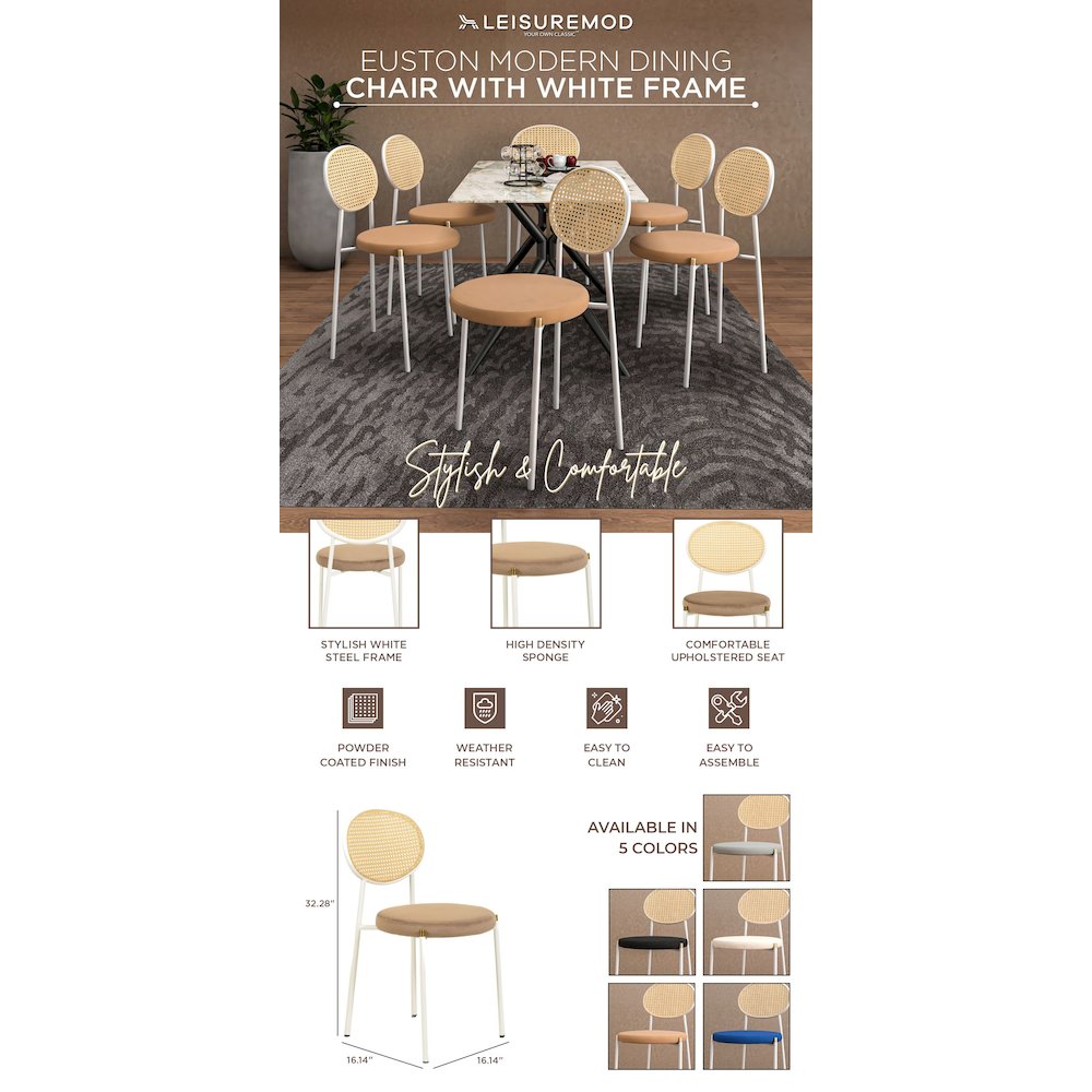 Euston Collection Modern Dining Chair White Frame In Brown. Picture 13