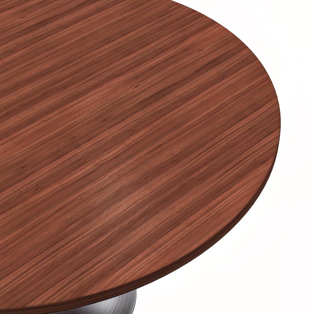 Verve 27" Round Dining Table, Brushed Gold Base with Cognac Brown MDF Top. Picture 18