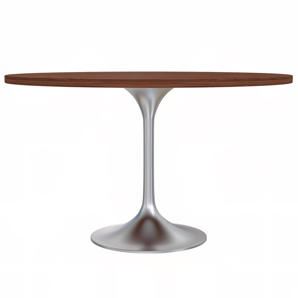 Verve 27" Round Dining Table, Brushed Gold Base with Cognac Brown MDF Top. Picture 19