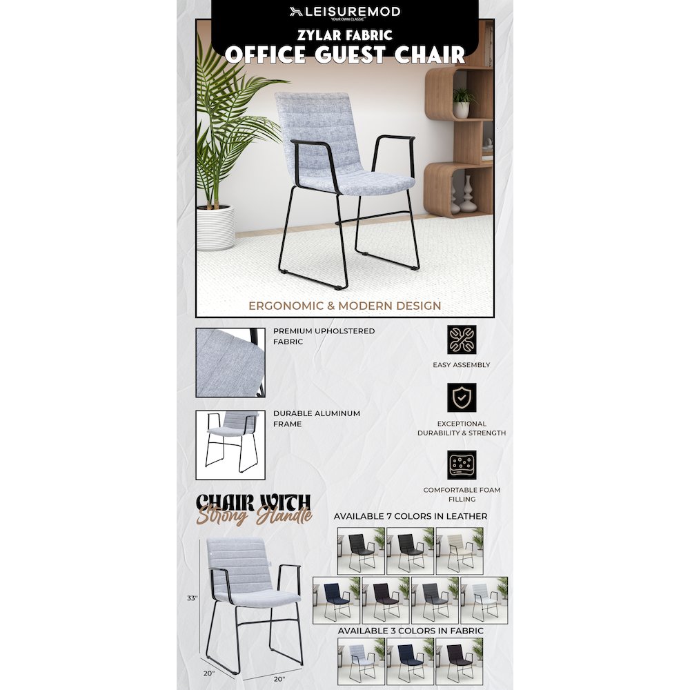 Zylar Series Office Guest Arm Chair in Grey Fabric. Picture 8
