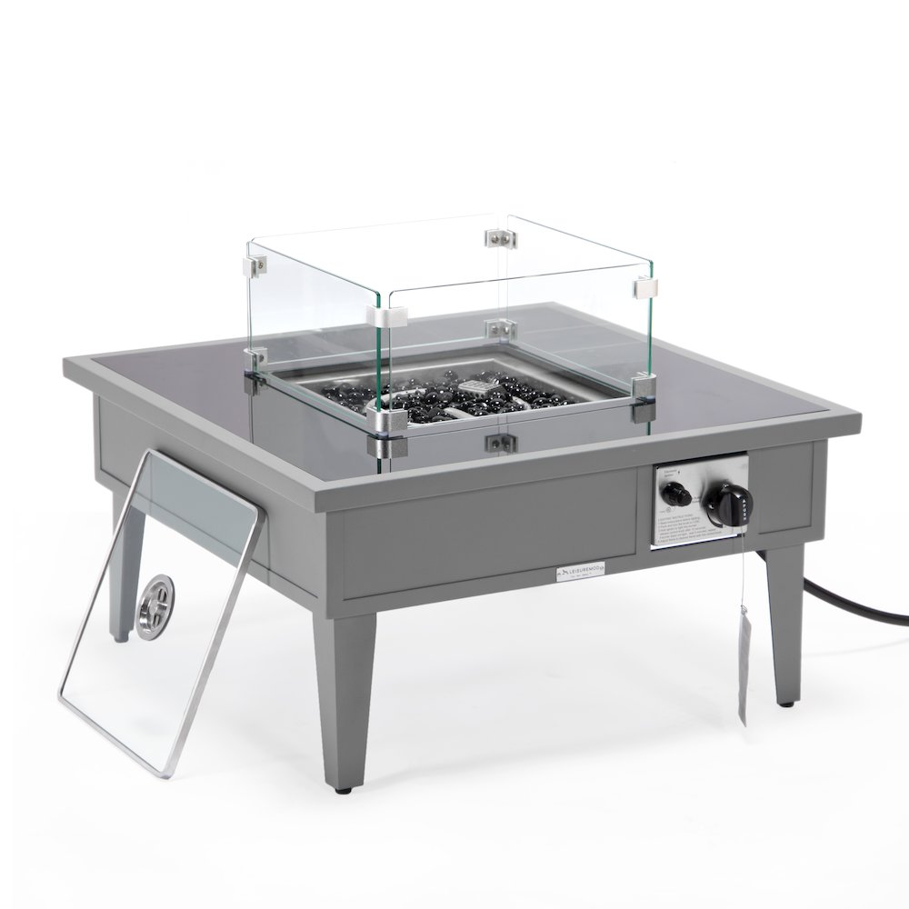 Walbrooke Patio Square Fire Pit and Tank Holder in Grey. Picture 8