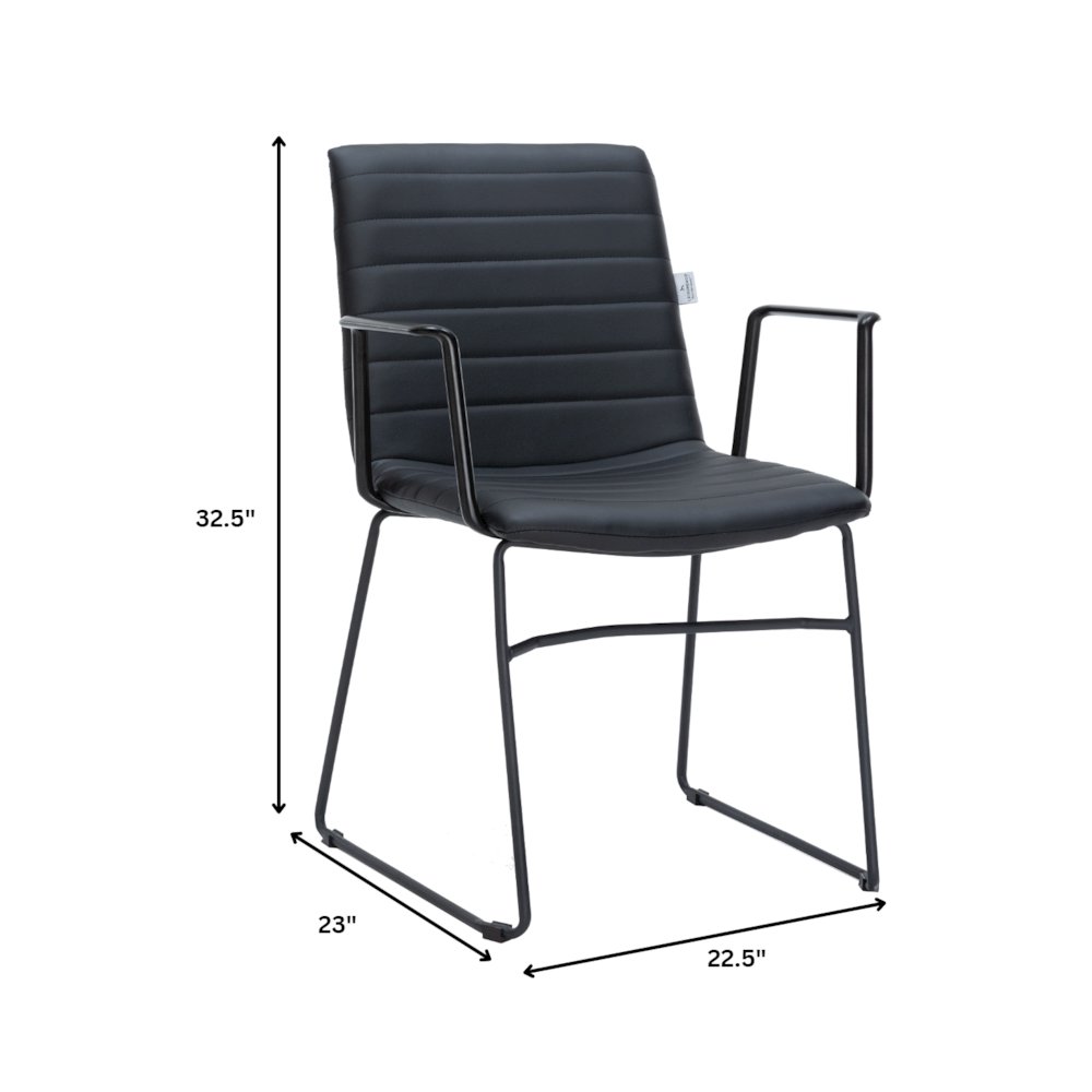 Zylar Series Office Guest Arm Chair in Black Leather. Picture 1