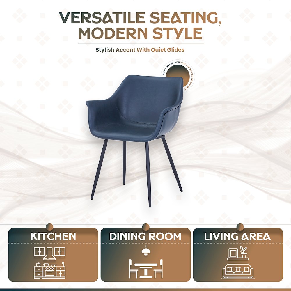Markley Modern Leather Dining Arm Chair With Metal Legs. Picture 9
