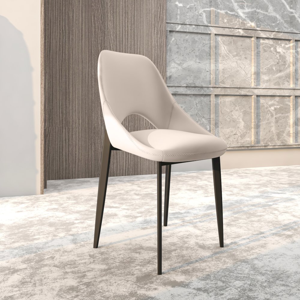 Amalfi Collection Modern Fabric Dining Chair in Coconut White. Picture 22