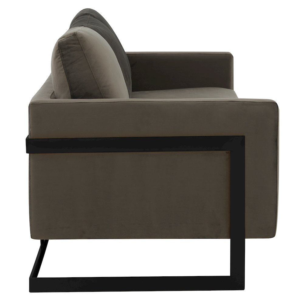 Lincoln Dark Grey Velvet Sofa With Black Frame. Picture 9
