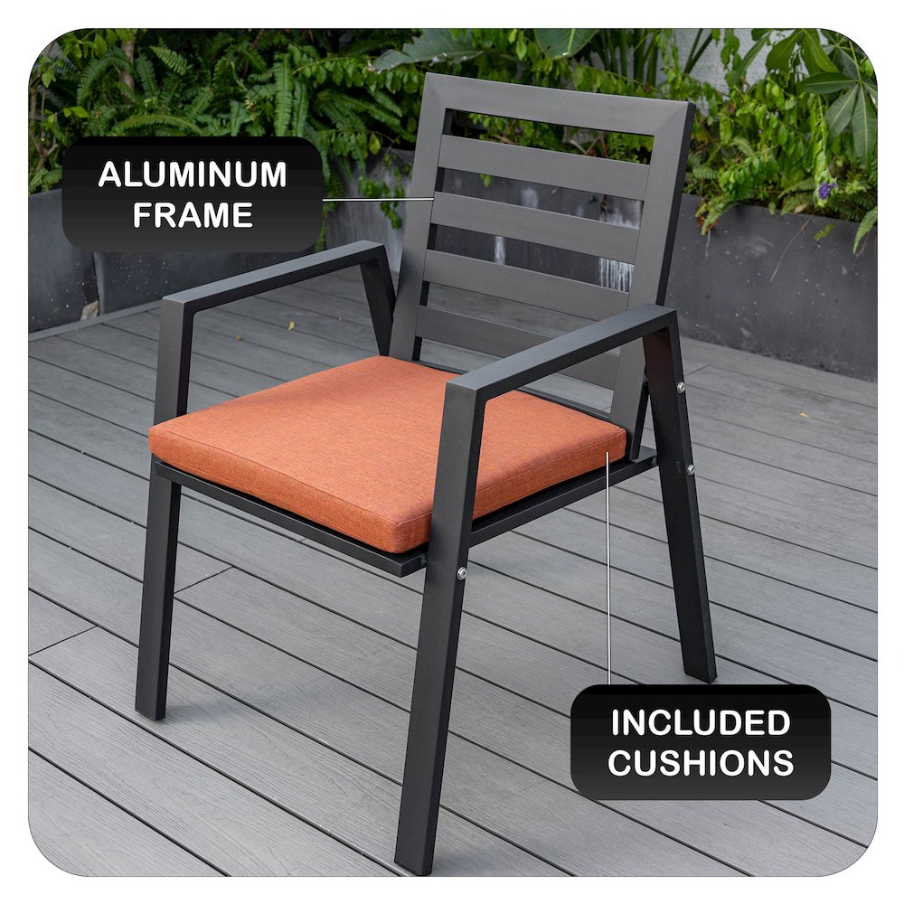 Chelsea Modern Patio Dining Armchair in Aluminum with Removable Cushions. Picture 2