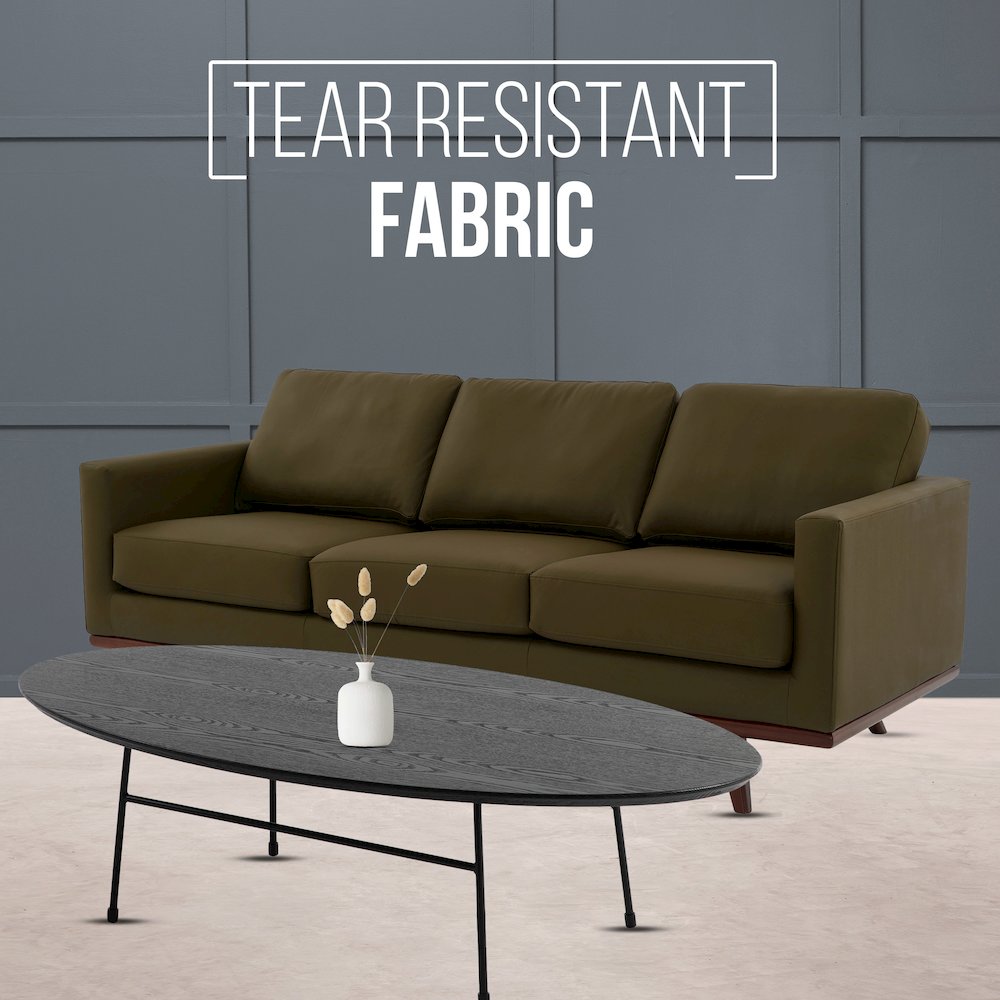 Chester Modern Faux Leather Sofa in Green Leather. Picture 5