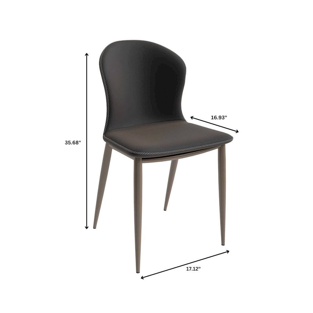 Mosaic Collection Modern Dining Chair in Charcoal Fabric - Set of 2. Picture 20