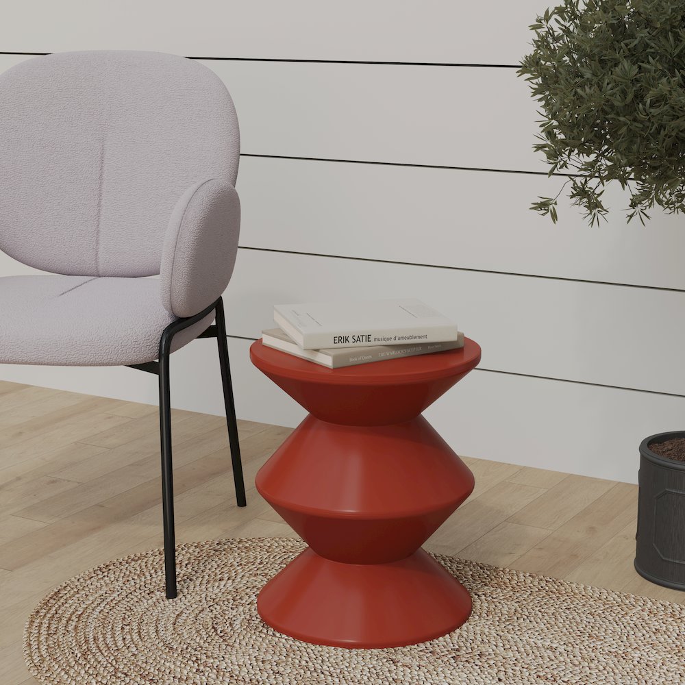 Aura Modern Plastic Side End Table, Indoor/Outdoor Use, Brown. Picture 9