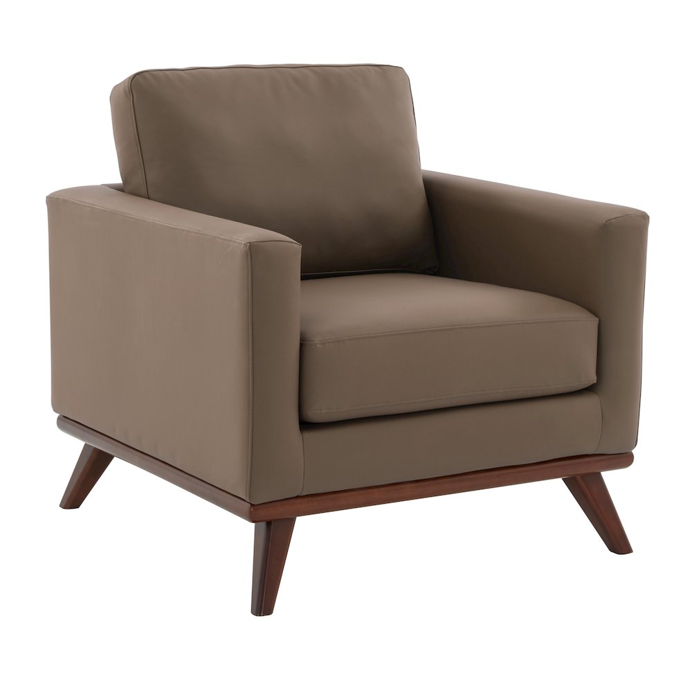Chester Modern Faux Leather Accent Arm Chair in Taupe Leather. Picture 2