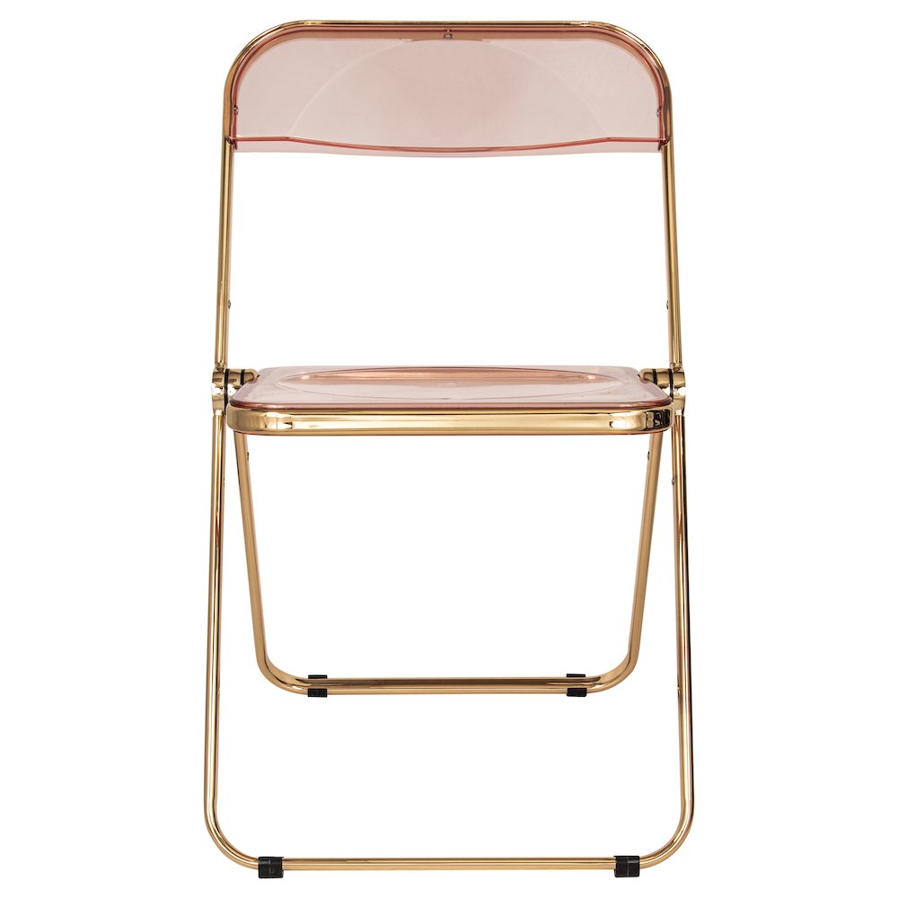 Lawrence Acrylic Folding Chair With Gold Metal Frame. Picture 10