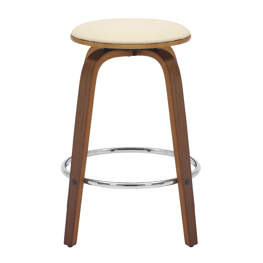 Wooden Counter Stool Pelya Collection Modern Style Walnut color in Cream. Picture 11