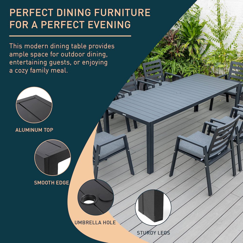 Chelsea Aluminum Outdoor 87" Dining Table in Black. Picture 17