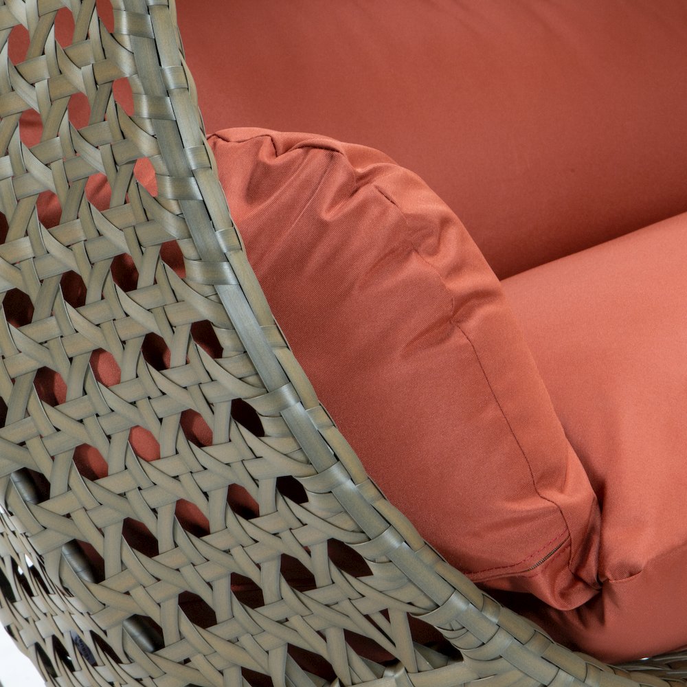 Beige Wicker Hanging 2 person Egg Swing Chair. Picture 9