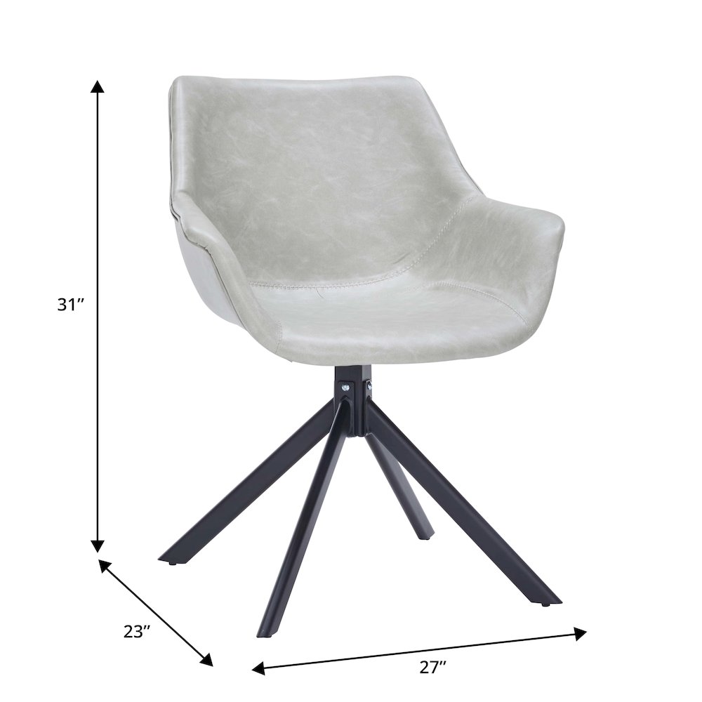 Markley Modern Leather Dining Swival Arm Chair in Light Grey. Picture 1
