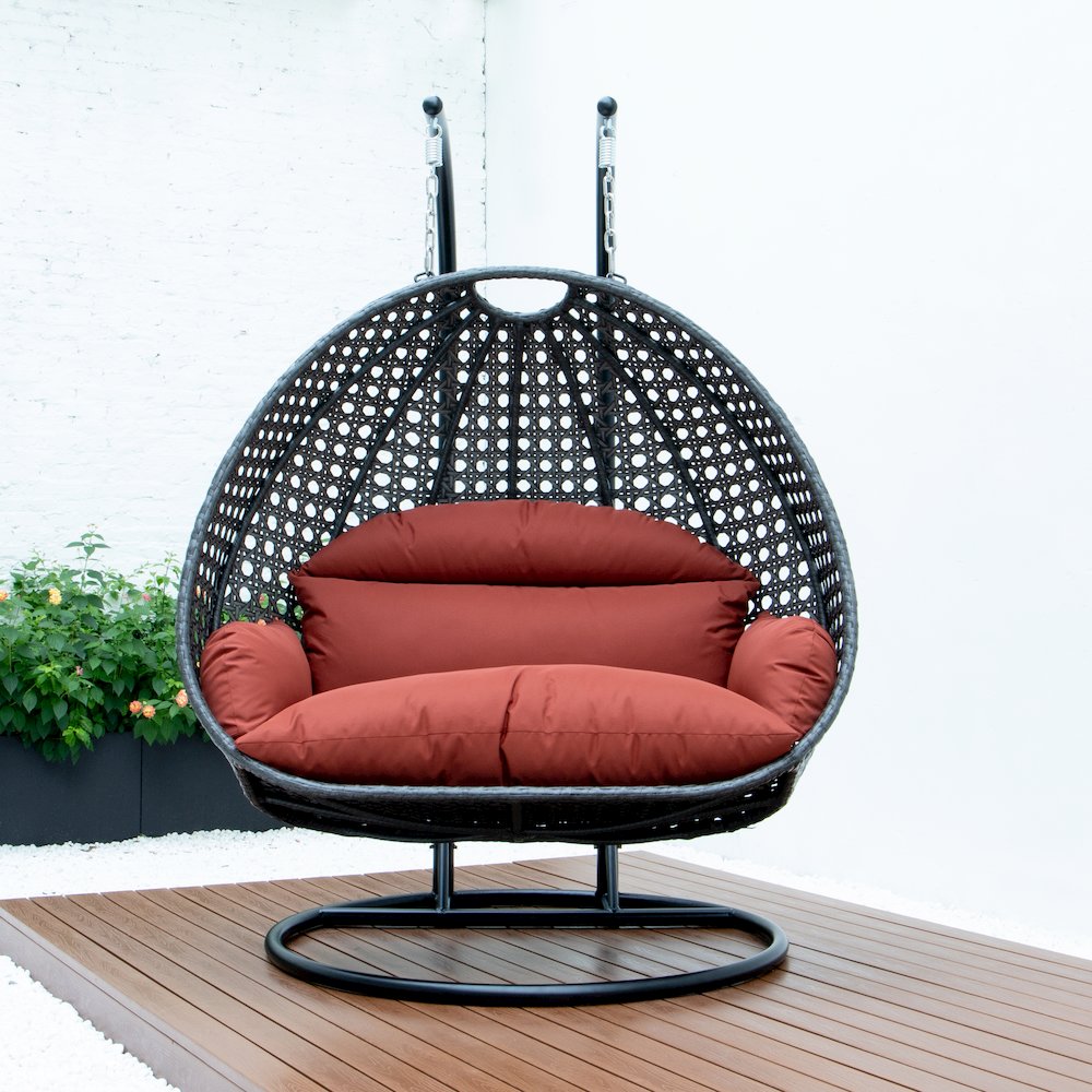 Charcoal Wicker Hanging 2 person Egg Swing Chair. Picture 5