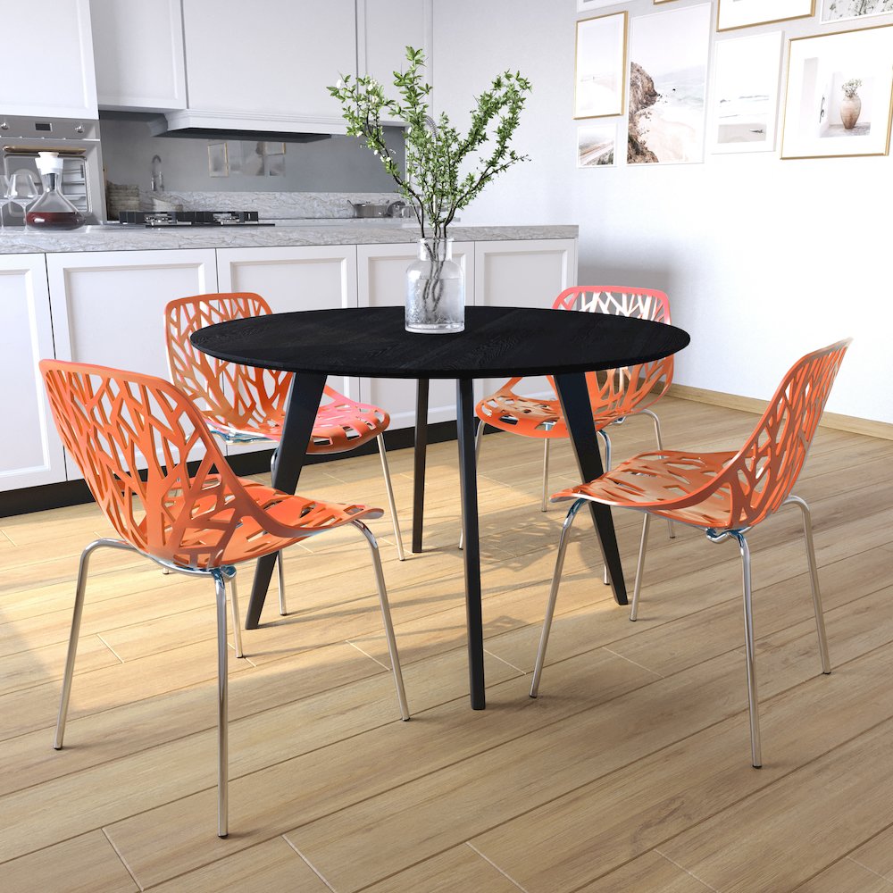 Modern Asbury Dining Chair with Chromed Legs in Orange. Picture 2