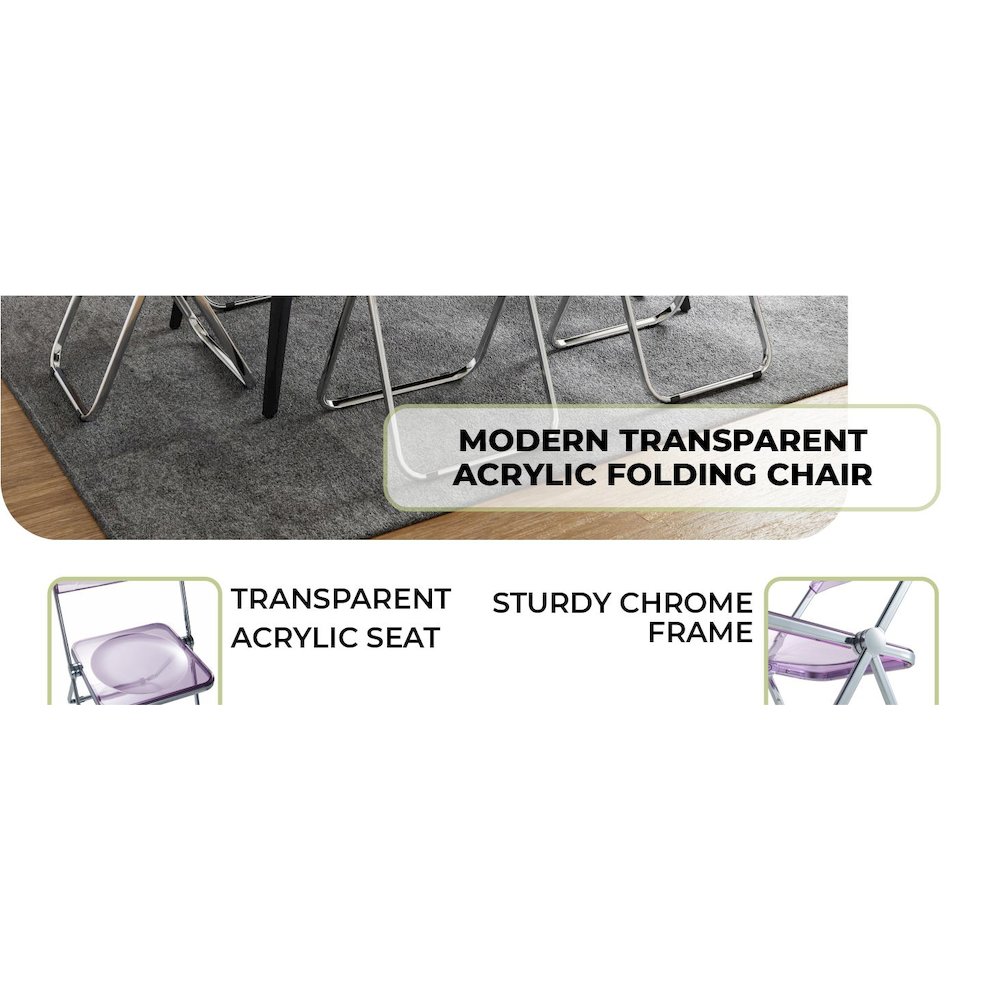 Lawrence Acrylic Folding Chair With Metal Frame. Picture 23