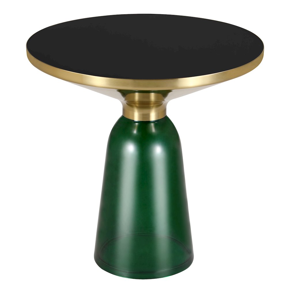 Tully Collection Glass side Table Green glass, Gold Rim with Black Glass top. Picture 2