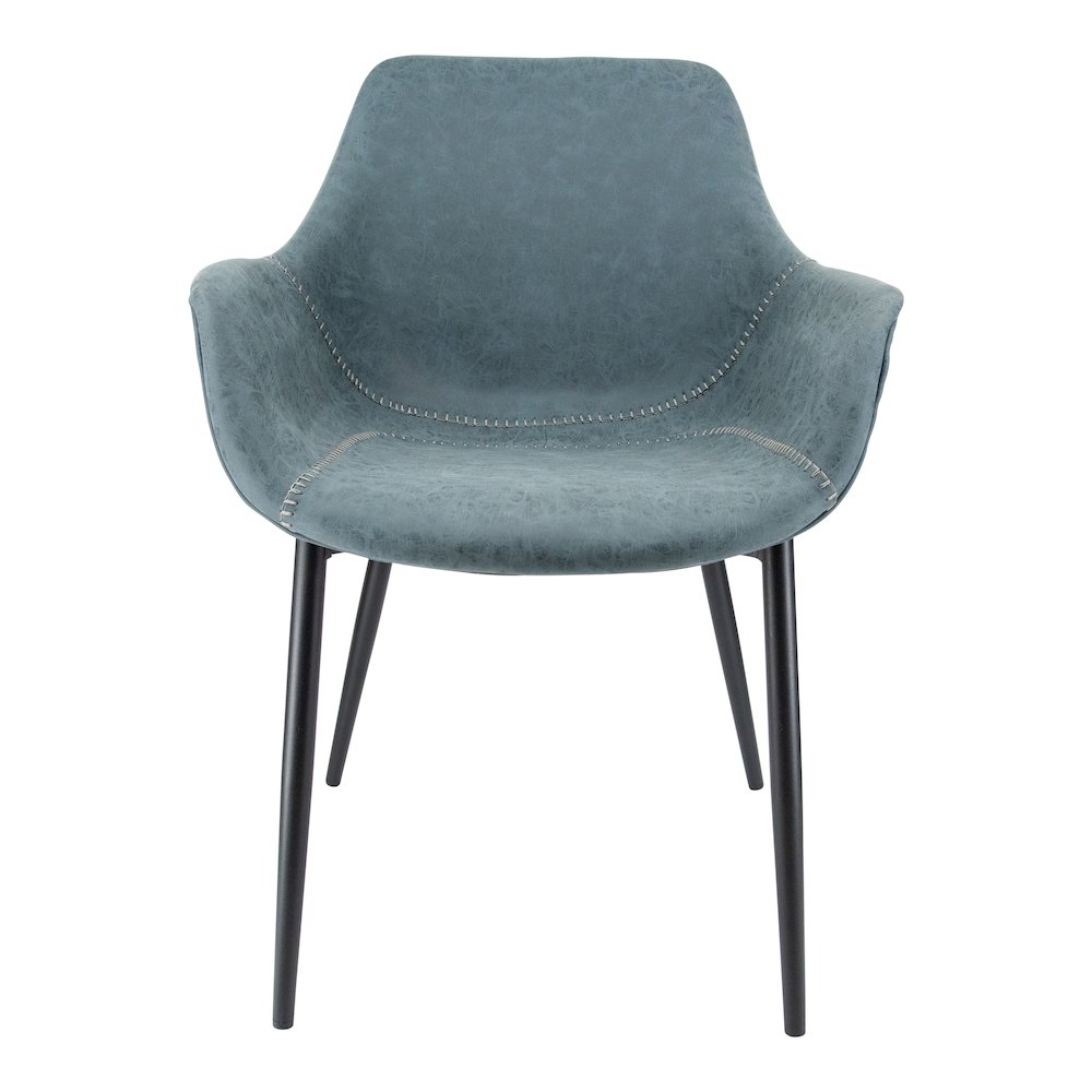 Markley Modern Leather Dining Arm Chair With Metal Legs Set of 2. Picture 8