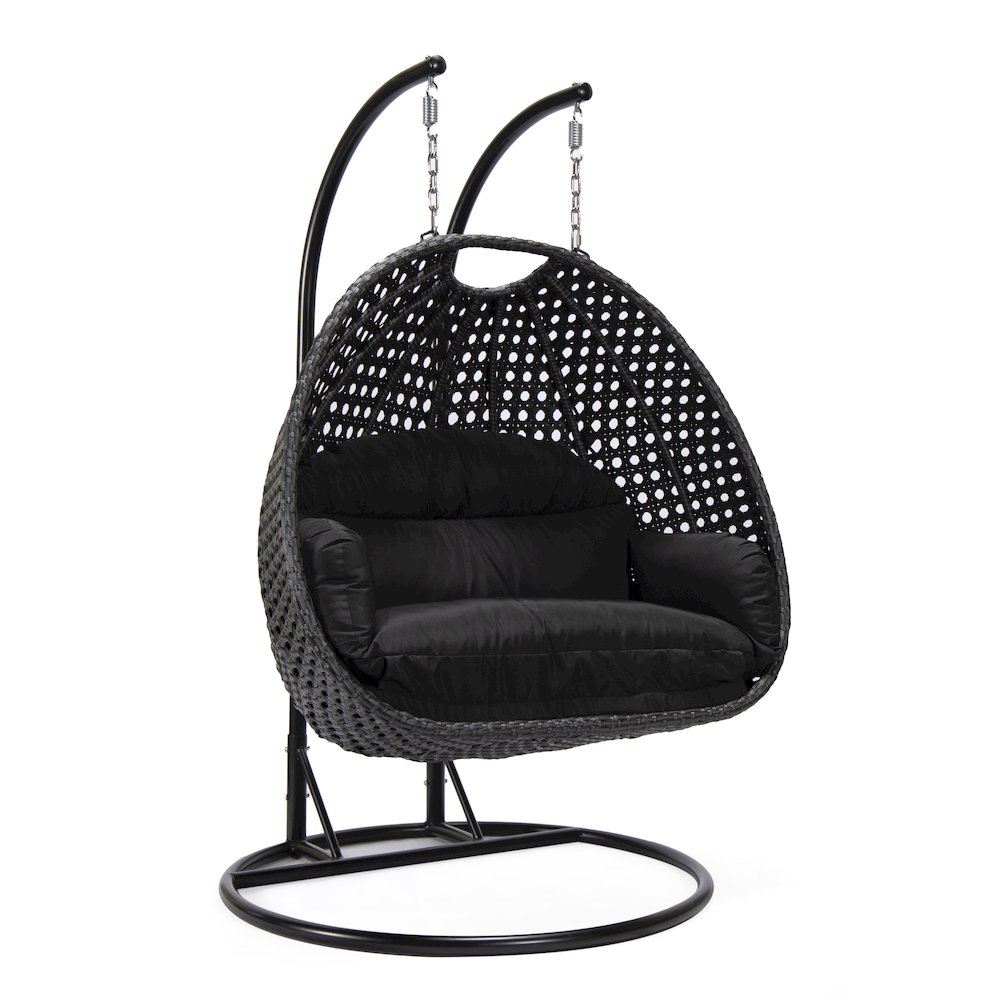 Mendoza Charcoal Wicker Hanging 2 person Egg Swing Chair. Picture 1