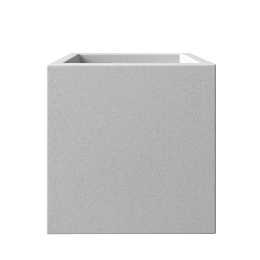 Fern Series Poly Stone Planter 15" Cube in White. Picture 4