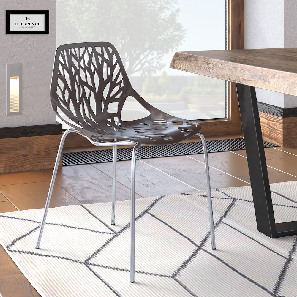 Modern Asbury Dining Chair w/ Chromed Legs. Picture 3