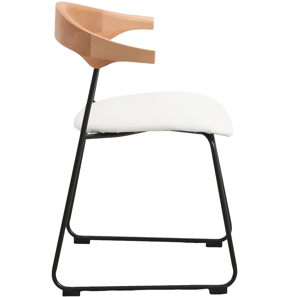 Lyra Collection Modern Chair in Natural Wood back and White Seat. Picture 12
