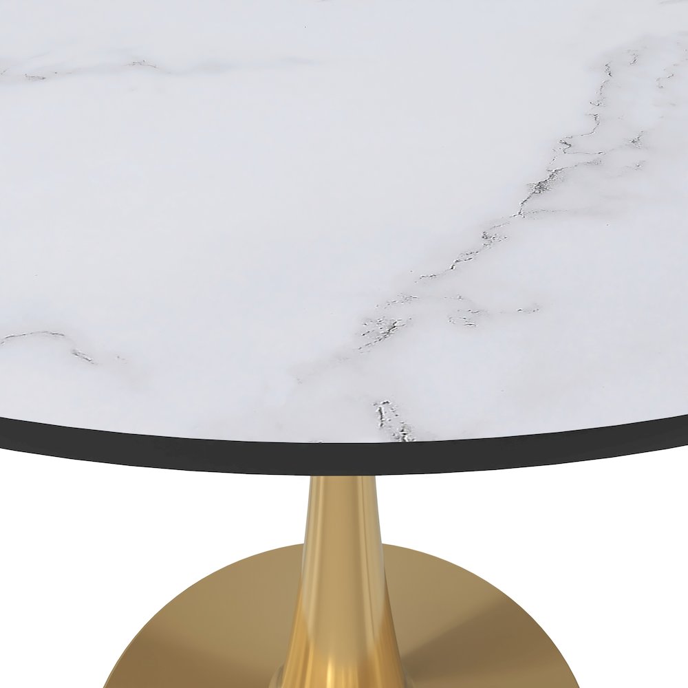 Bristol 31" round dining table Gold base with marbled MDF top. Picture 27