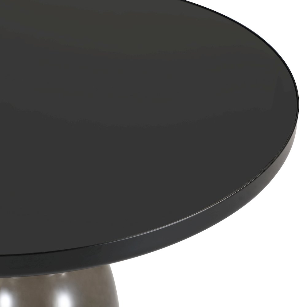 Tully Collection Glass side Table Grey glass, Black Rim with Black Glass top. Picture 11