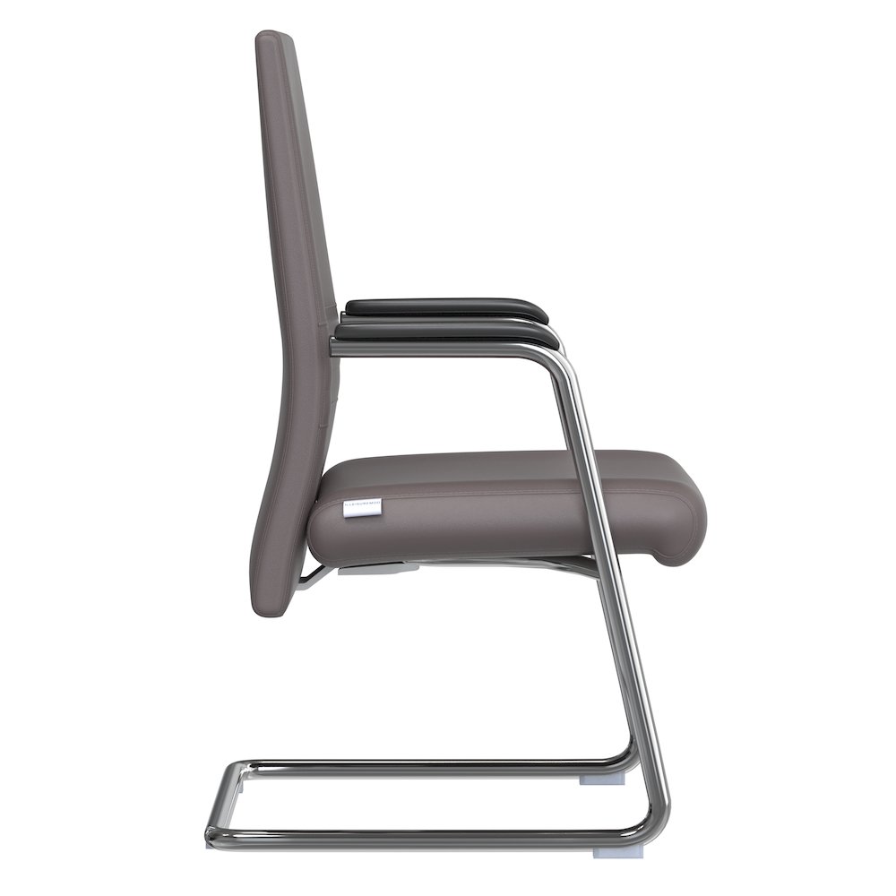 Aleen Series Guest Office Chair In Grey Leather. Picture 21